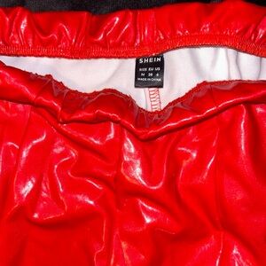 Red latex pants ( SHEIN)